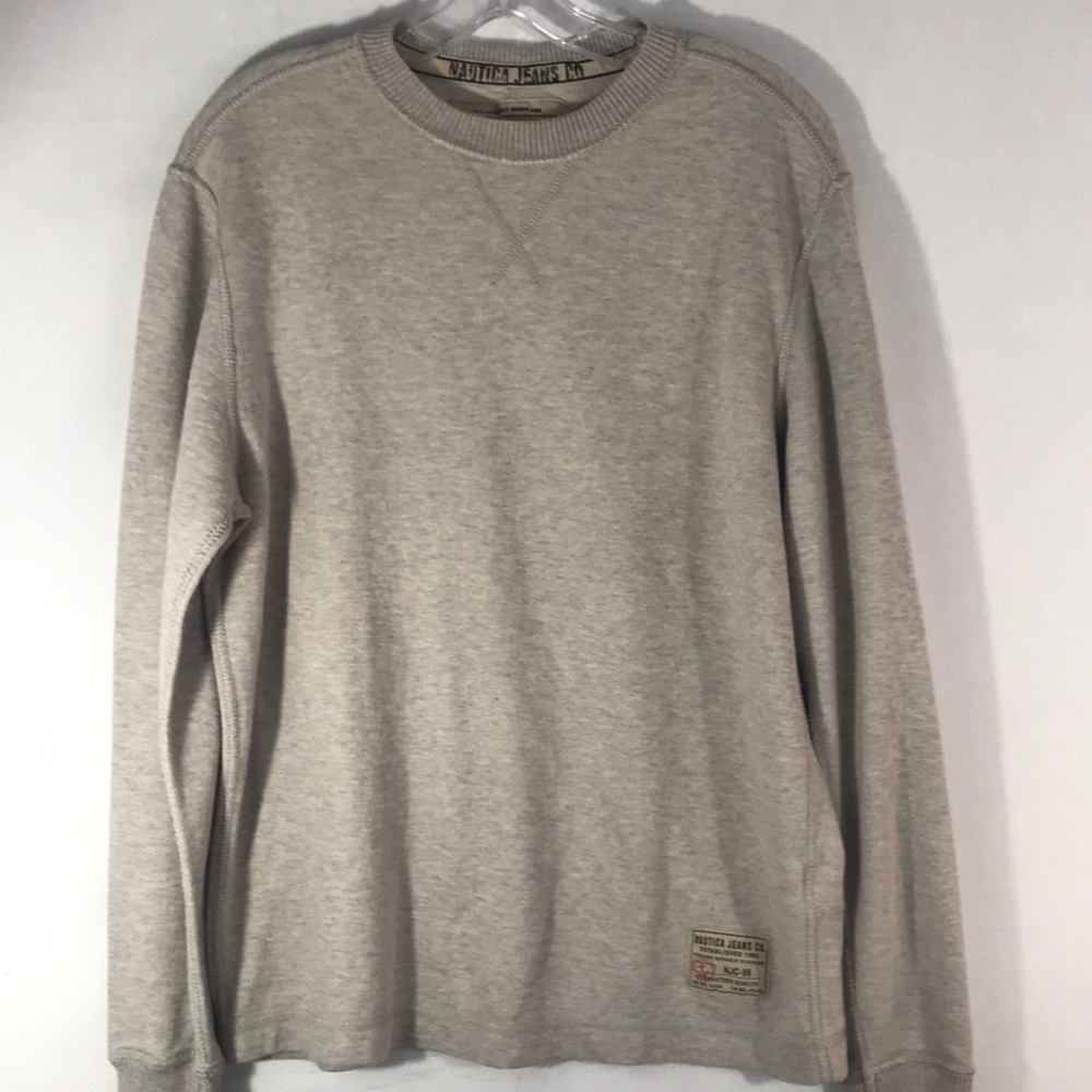 Nautica Crewneck Sweatshirt Pullover Oatmeal Beige Medium